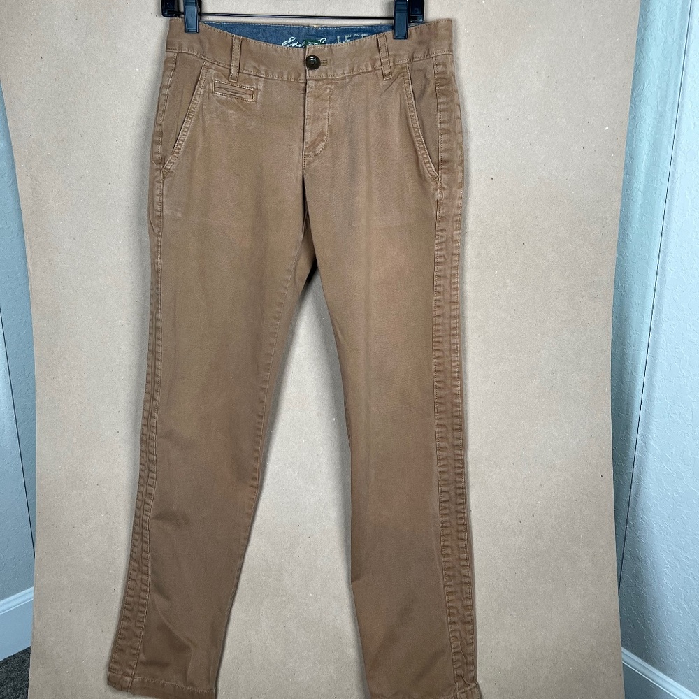 Eddie Bauer Wide lampasse type side seam Relaxed Tapered Leg Khaki Size 2